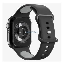   SPIGEN NANO POP pótszíj (egyedi méret, nagy, matt, szilikon) FEKETE Apple Watch Series 5 44mm, Watch Series 4 44mm, Watch Series 3 42mm