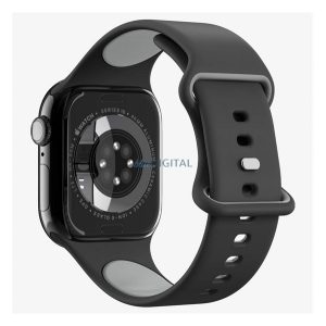 SPIGEN NANO POP pótszíj (egyedi méret, nagy, matt, szilikon) FEKETE Apple Watch Series 5 44mm, Watch Series 4 44mm, Watch Series 3 42mm
