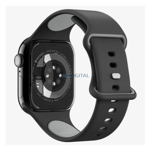 SPIGEN NANO POP pótszíj (egyedi méret, nagy, matt, szilikon) FEKETE Apple Watch Series 5 44mm, Watch Series 4 44mm, Watch Series 3 42mm