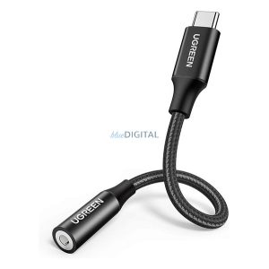 UGREEN AV142 audió adapter kábel (3.5mm jack aljzat - Type-C, 10cm) FEKETE
