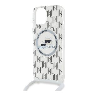 KARL LAGERFELD IML MONOGRAM CROSSBODY K&CH HEADS MAGSAFE szilikon telefonvédő (ütésállóság, MagSafe, nyakpánt) ÁTLÁTSZÓ Apple iPhone 15