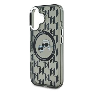 KARL LAGERFELD IML MONOGRAM K&CH HEADS MAGSAFE szilikon telefonvédő (ütésállóság, kameravédő, MagSafe) FEKETE Apple iPhone 16