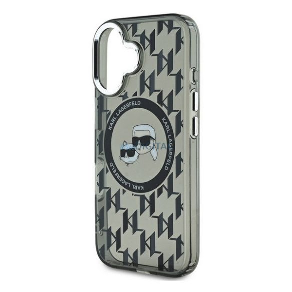 KARL LAGERFELD IML MONOGRAM K&CH HEADS MAGSAFE szilikon telefonvédő (ütésállóság, kameravédő, MagSafe) FEKETE Apple iPhone 16