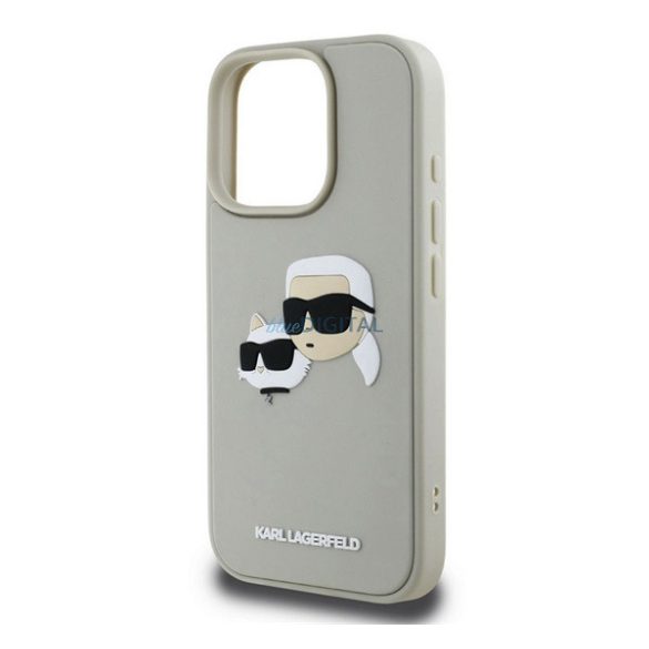 KARL LAGERFELD 3D RUBBER DOUBLE HEADS szilikon telefonvédő (ütésállóság, 3D) BÉZS Apple iPhone 16 Pro Max