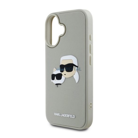 KARL LAGERFELD 3D RUBBER DOUBLE HEADS szilikon telefonvédő (ütésállóság, 3D) BÉZS Apple iPhone 16