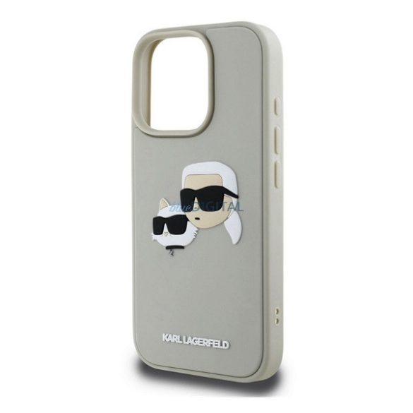 KARL LAGERFELD 3D RUBBER DOUBLE HEADS szilikon telefonvédő (ütésállóság, 3D) BÉZS Apple iPhone 16 Pro