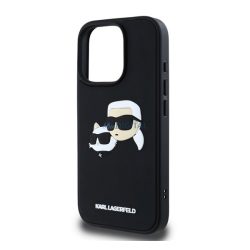   KARL LAGERFELD 3D RUBBER DOUBLE HEADS szilikon telefonvédő (ütésállóság, 3D) FEKETE Apple iPhone 16 Pro