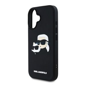 KARL LAGERFELD 3D RUBBER DOUBLE HEADS szilikon telefonvédő (ütésállóság, 3D) FEKETE Apple iPhone 16
