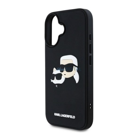 KARL LAGERFELD 3D RUBBER DOUBLE HEADS szilikon telefonvédő (ütésállóság, 3D) FEKETE Apple iPhone 16