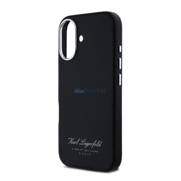 KARL LAGERFELD GRAINED PU HOTEL RSG szilikon telefonvédő (ütésállóság, bőr hatású hátlap) FEKETE Apple iPhone 16