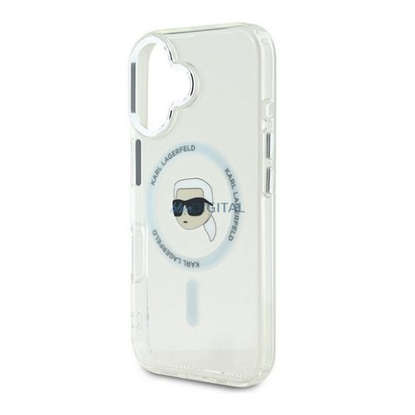 KARL LAGERFELD IML KARL HEAD METAL FRAME MAGSAFE szilikon telefonvédő (ütésállóság, kameravédő, MagSafe) ÁTLÁTSZÓ Apple iPhone 16