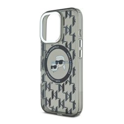   KARL LAGERFELD IML MONOGRAM K&CH HEADS MAGSAFE szilikon telefonvédő (ütésállóság, kameravédő, MagSafe) FEKETE Apple iPhone 16 Pro