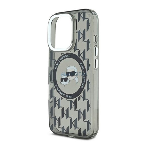 KARL LAGERFELD IML MONOGRAM K&CH HEADS MAGSAFE szilikon telefonvédő (ütésállóság, kameravédő, MagSafe) FEKETE Apple iPhone 16 Pro