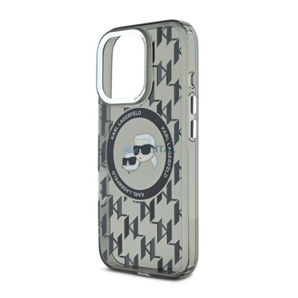 KARL LAGERFELD IML MONOGRAM K&CH HEADS MAGSAFE szilikon telefonvédő (ütésállóság, kameravédő, MagSafe) FEKETE Apple iPhone 16 Pro Max