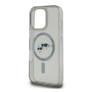KARL LAGERFELD IML K&CH HEADS METAL FRAME MAGSAFE szilikon telefonvédő (ütésállóság, kameravédő, MagSafe) FEKETE Apple iPhone 16 Pro Max