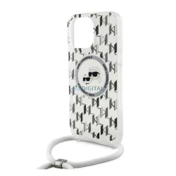   KARL LAGERFELD IML MONOGRAM CROSSBODY K&CH HEADS MAGSAFE szilikon telefonvédő (ütésállóság, MagSafe, nyakpánt) ÁTLÁTSZÓ Apple iPhone 16 Pro Max