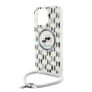 KARL LAGERFELD IML MONOGRAM CROSSBODY K&CH HEADS MAGSAFE szilikon telefonvédő (ütésállóság, MagSafe, nyakpánt) ÁTLÁTSZÓ Apple iPhone 16 Pro