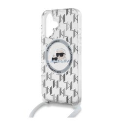   KARL LAGERFELD IML MONOGRAM CROSSBODY K&CH HEADS MAGSAFE szilikon telefonvédő (ütésállóság, MagSafe, nyakpánt) ÁTLÁTSZÓ Apple iPhone 16