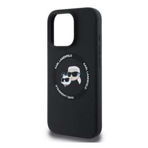 KARL LAGERFELD LIQUID SILICONE K&CH HEADS MAGSAFE szilikon telefonvédő (ütésállóság, MagSafe) FEKETE Apple iPhone 16 Pro Max