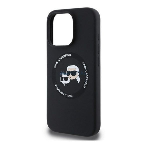 KARL LAGERFELD LIQUID SILICONE K&CH HEADS MAGSAFE szilikon telefonvédő (ütésállóság, MagSafe) FEKETE Apple iPhone 16 Pro Max