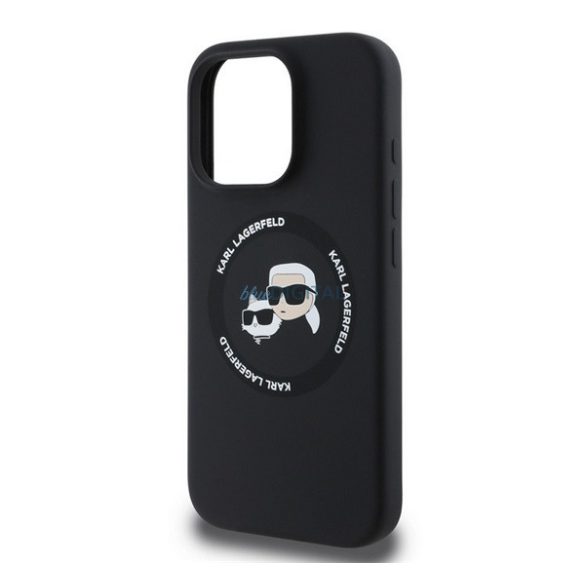 KARL LAGERFELD LIQUID SILICONE K&CH HEADS MAGSAFE szilikon telefonvédő (ütésállóság, MagSafe) FEKETE Apple iPhone 16 Pro