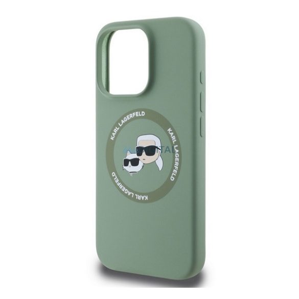 KARL LAGERFELD LIQUID SILICONE K&CH HEADS MAGSAFE szilikon telefonvédő (ütésállóság, MagSafe) SÖTÉTZÖLD Apple iPhone 16 Pro Max
