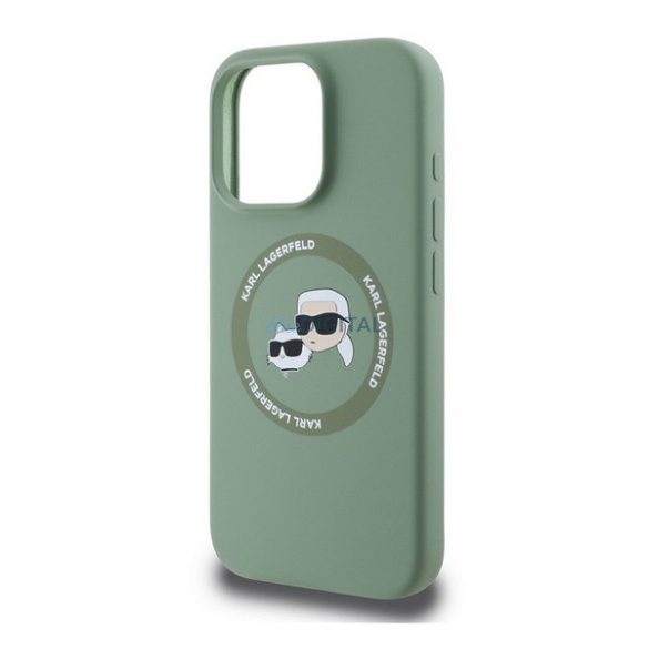 KARL LAGERFELD LIQUID SILICONE K&CH HEADS MAGSAFE szilikon telefonvédő (ütésállóság, MagSafe) SÖTÉTZÖLD Apple iPhone 16 Pro