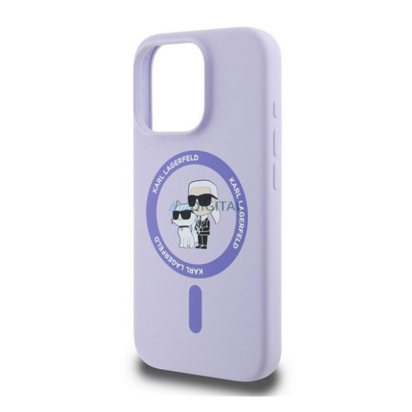 KARL LAGERFELD LIQUID SILICONE KARL AND CHOUPETTE MAGSAFE szilikon telefonvédő (ütésállóság, MagSafe) LILA Apple iPhone 16 Pro