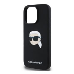   KARL LAGERFELD LIQUID SILICONE KARL HEAD MAGSAFE szilikon telefonvédő (ütésállóság, MagSafe) FEKETE Apple iPhone 16 Pro