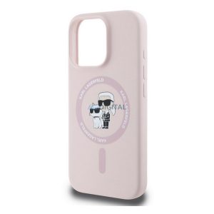 KARL LAGERFELD LIQUID SILICONE KARL AND CHOUPETTE MAGSAFE szilikon telefonvédő (ütésállóság, MagSafe) RÓZSASZÍN Apple iPhone 16 Pro