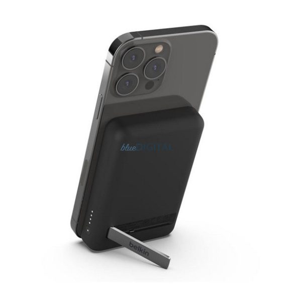 BELKIN BOOST CHARGE vésztöltő Type-C aljzat (5000mAh, 7,5W, wireless, MagSafe, kitámasztó + Type-C kábel) FEKETE