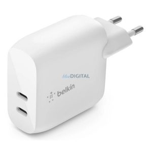 BELKIN DUAL hálózati töltő 2 Type-C aljzat (40W, PD gyorstöltő 3.0) FEHÉR