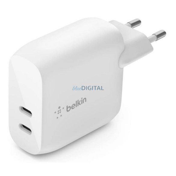 BELKIN DUAL hálózati töltő 2 Type-C aljzat (40W, PD gyorstöltő 3.0) FEHÉR