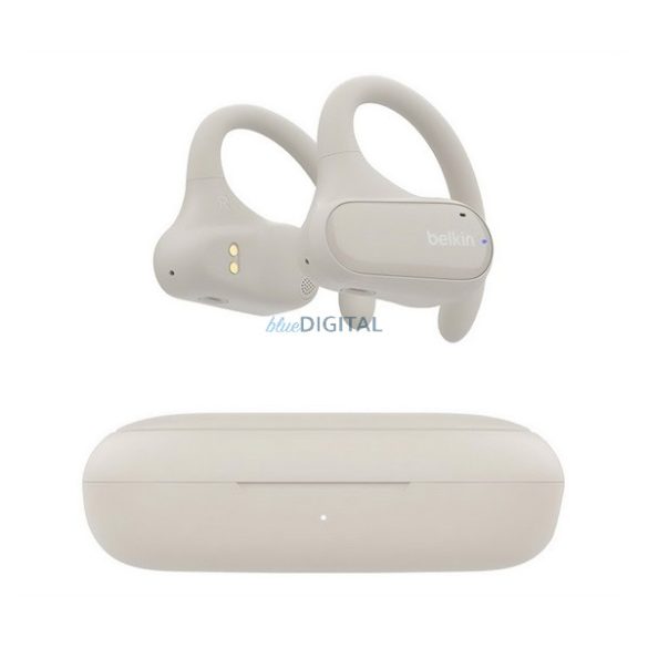 BELKIN SOUNDFORM CLARFIT bluetooth fülhallgató SZTEREO (v5.3, TWS, mikrofon, fülre akasztható, IPX5 + töltőtok) BÉZS