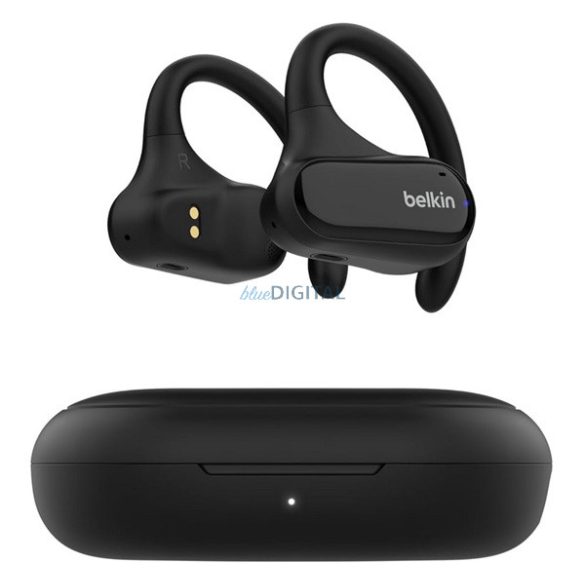 BELKIN SOUNDFORM CLARFIT bluetooth fülhallgató SZTEREO (v5.3, TWS, mikrofon, fülre akasztható, IPX5 + töltőtok) FEKETE