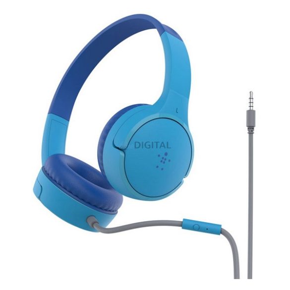 BELKIN SOUNDFORM MINI vezetékes fejhallgató SZTEREO (3.5mm jack, mikrofon, felvevő gomb, GYEREK méret) VILÁGOSKÉK