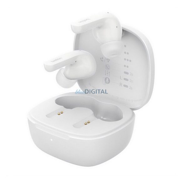 BELKIN SOUNDFORM MOTION bluetooth fülhallgató SZTEREO (v5.3, TWS, mikrofon, zajszűrő, IPX5 + töltőtok) FEHÉR