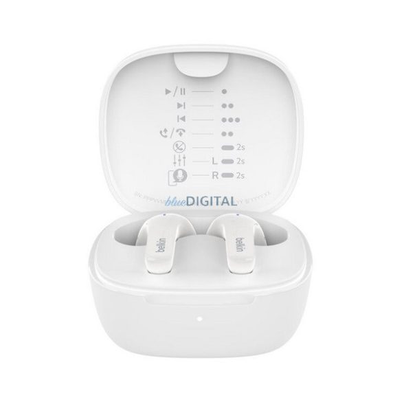 BELKIN SOUNDFORM MOTION bluetooth fülhallgató SZTEREO (v5.3, TWS, mikrofon, zajszűrő, IPX5 + töltőtok) FEHÉR