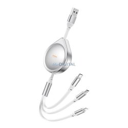   REMAX DRIP adatkábel 3in1 (USB - lightning/Type-C/microUSB, 2.4A, 15W, gyorstöltő, 100cm) EZÜST