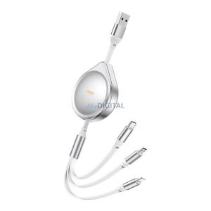 REMAX DRIP adatkábel 3in1 (USB - lightning/Type-C/microUSB, 2.4A, 15W, gyorstöltő, 100cm) EZÜST