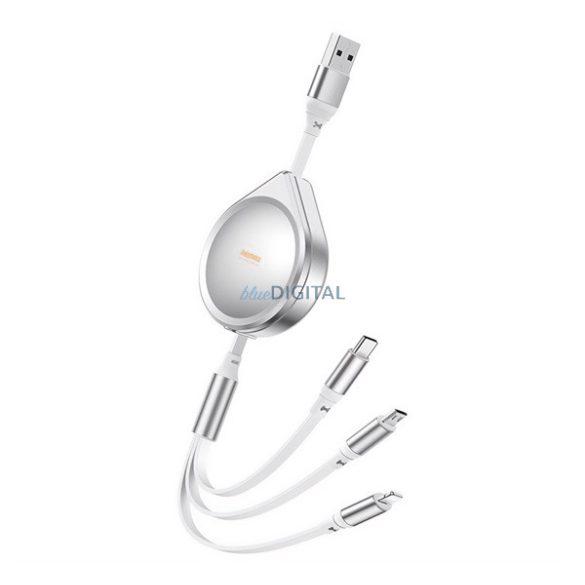 REMAX DRIP adatkábel 3in1 (USB - lightning/Type-C/microUSB, 2.4A, 15W, gyorstöltő, 100cm) EZÜST