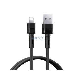 REMAX LEYA adatkábel (USB - lightning, 2.4A, gyorstöltő, 100cm) FEKETE