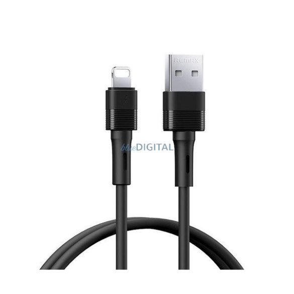 REMAX LEYA adatkábel (USB - lightning, 2.4A, gyorstöltő, 100cm) FEKETE