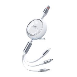   REMAX LINON adatkábel 3in1 (USB - lightning/Type-C/microUSB, 2.4A, 66W, gyorstöltő, 100cm) FEHÉR