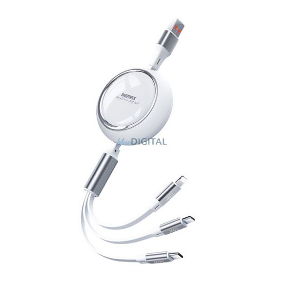 REMAX LINON adatkábel 3in1 (USB - lightning/Type-C/microUSB, 2.4A, 66W, gyorstöltő, 100cm) FEHÉR