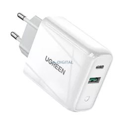   UGREEN CD170 hálózati töltő USB+Type-C aljzat (36W, PD gyorstöltő 4.0) FEHÉR