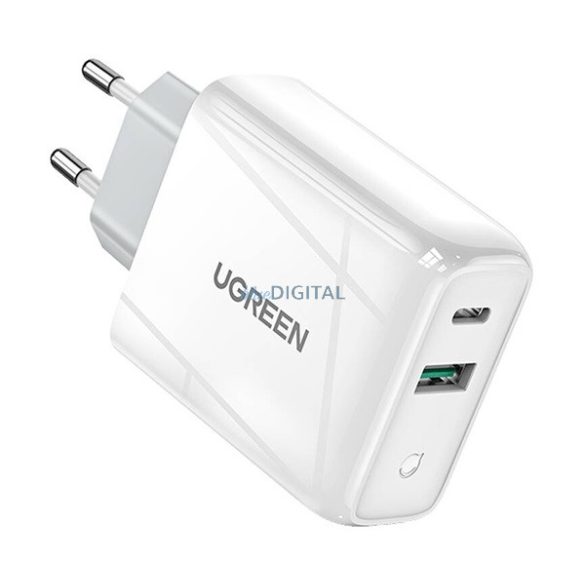 UGREEN CD170 hálózati töltő USB+Type-C aljzat (36W, PD gyorstöltő 4.0) FEHÉR