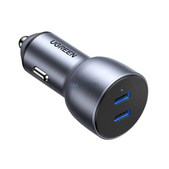 UGREEN CD213 autós töltő 2 Type-C aljzat (36W, PD gyorstöltő 4.0) SÖTÉTSZÜRKE