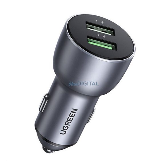 UGREEN CD213 autós töltő 2 USB aljzat (36W, gyorstöltő 3.0) SÖTÉTSZÜRKE