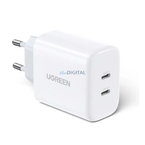 UGREEN CD243 hálózati töltő 2 Type-C aljzat (40W, PD gyorstöltő 3.0) FEHÉR